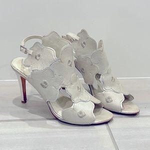 Silver Flower Heels Sz 8.5